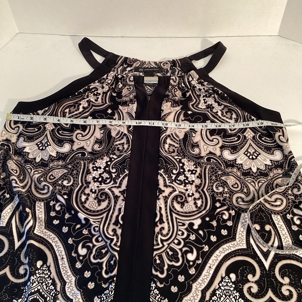 INC Womens Top Blouse Size XL Black Grey Silver Career Office Wear - Picture 6 of 7